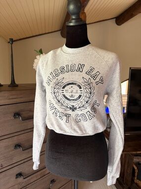 Urban Outfitters BDG Light Gray 'Mission Bay West Coast' Crewneck Sweatshirt